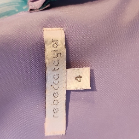 Vintage Rebecca Taylor Blue Silk Floral Dress Size 4 - Picture 11 of 13